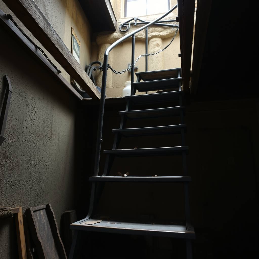 Escalier en fer forgé (illustration)